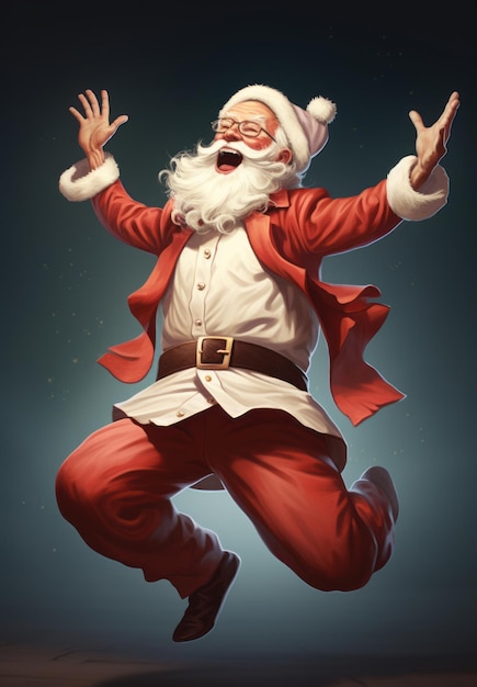 Le joyeux Père Noël fête avec la danse