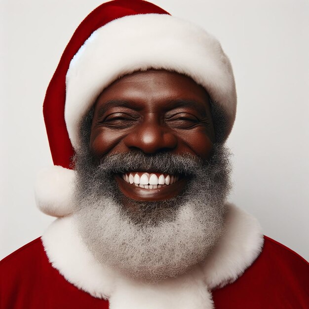 Photo joyeux père noël noir afro fond blanc