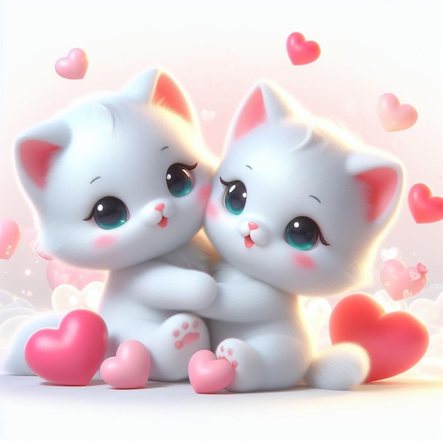 joyeux valentine chaton mignon avec un oreiller mignon