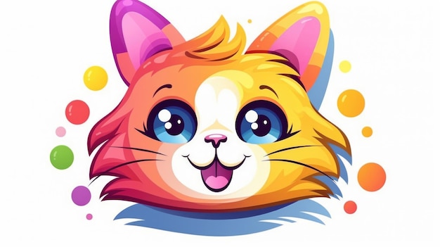 Photo joyful kitty whiskers un sourire de chat de dessin animé coloré