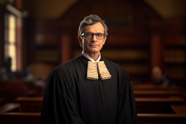 Un juge masculin au tribunal avec une IA générative
