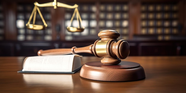 Un juge strict avec un document papier prononce une peine devant le tribunal