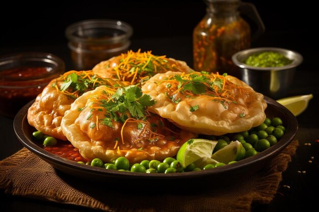 Photo juicy matar ki kachori la nourriture frite traditionnelle indienne est la photographie d'images kachori