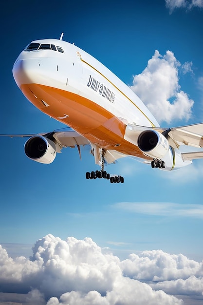 Jumbo jet volant dans le ciel généré par l'IA