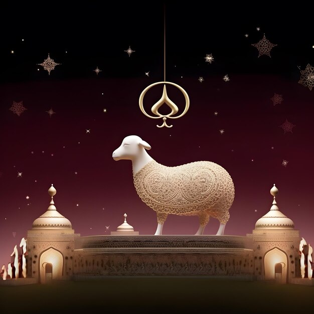 Jumma ramadan mandala de modèle islamique avec des moutons concept de l'Aïd al Adha généré par l'IA