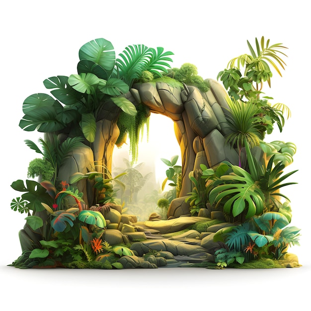 Photo jungle 3d clip art isolé sur blanc