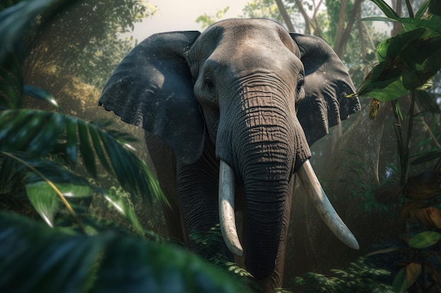 Jungle éléphant nature Générer Ai