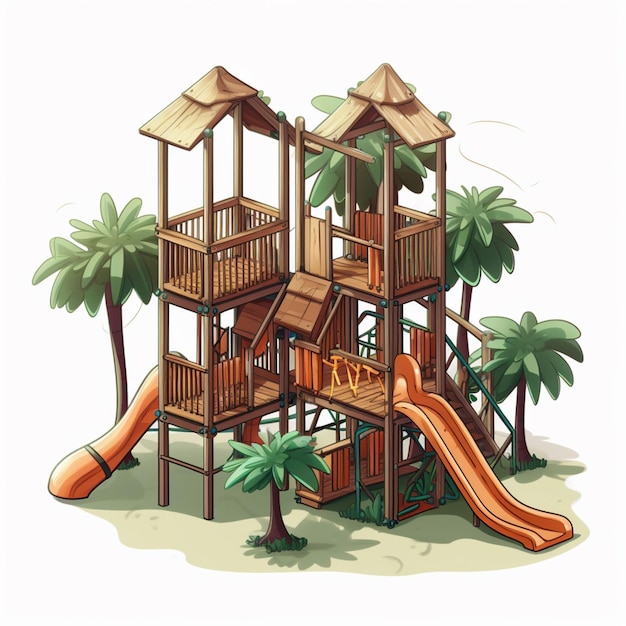 Jungle gym 2d dessin animé illustraton sur fond blanc haut