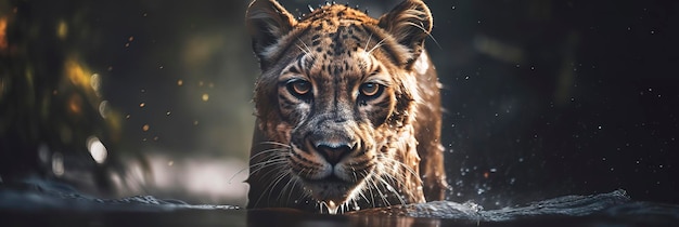 Jungle King Belle photographie d'un jaguar à l'état sauvage AI générative