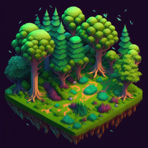 Jungle de pixels isométrique