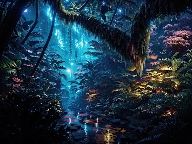 La jungle tropicale de Pandora la nuit