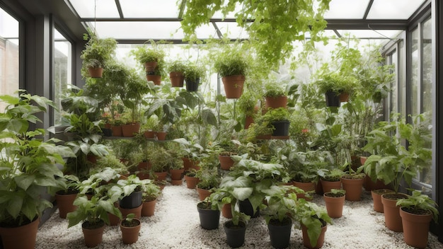 Jungle urbaine Jardin d'hiver avec plantes fleurs Jardin dans la maison