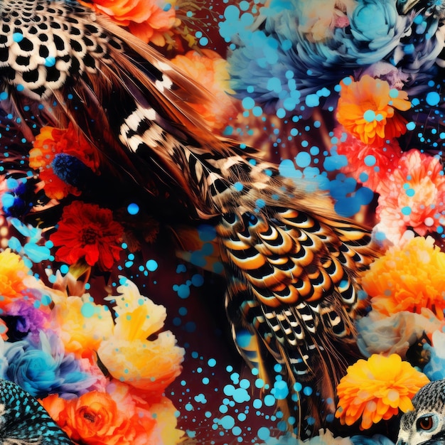 Photo junglepunk delights vivid abstract floral animalier dans le style d'ingrid baars avec blurry