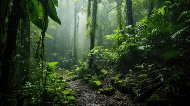 Jungles tropicales profondes d'Asie du Sud-Est en août