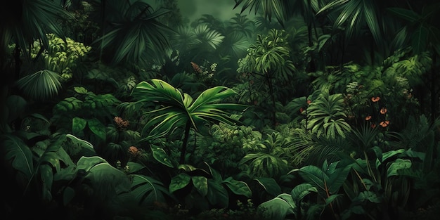 Jungles tropicales profondes Paysage forestier dense AI générative