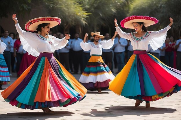 Des jupes colorées volent pendant la danse traditionnelle mexicaine