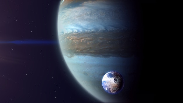 Jupiter comme une exoplanète avec exomoon