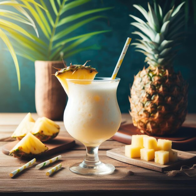 Photo jus d'ananas et de fruits à base de pina colada