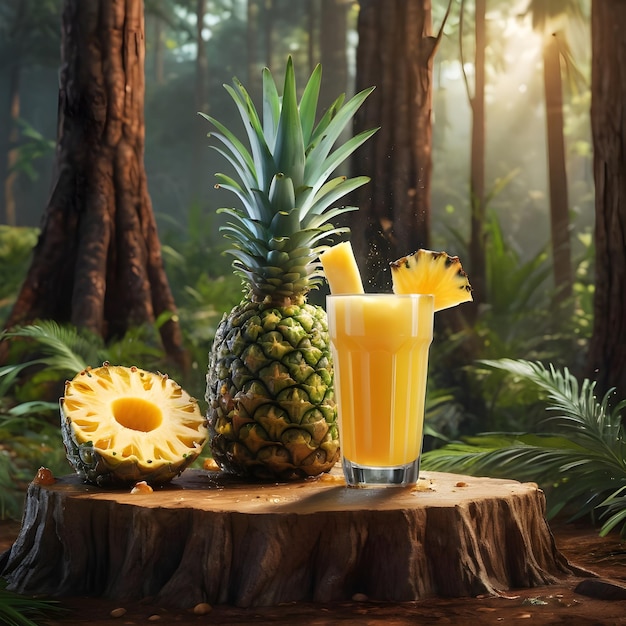 Jus d'ananas Podium dans la forêt