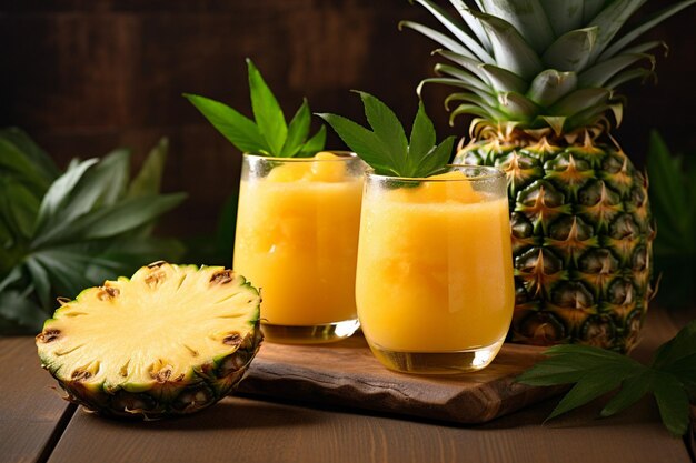 Le jus d'ananas utilisé dans la cuisson, comme le gâteau à l'ananas à l'envers