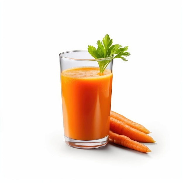 Jus de carotte avec fond blanc isolé