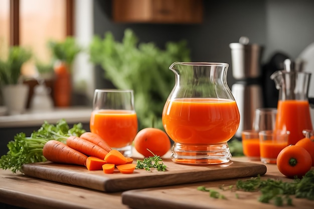 Jus de carotte frais en cuisine