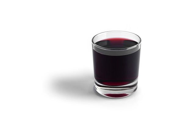 Jus de cerise en bouteille isolé sur blanc.