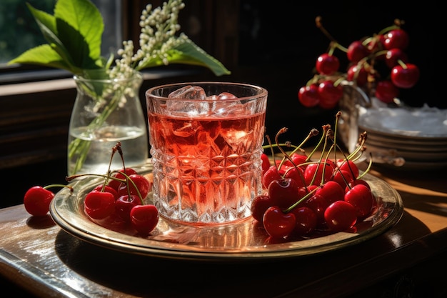 Jus de cerise froid au soleil génératif IA