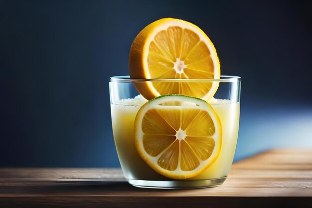 Le jus de citron est placé sur la table réaliste