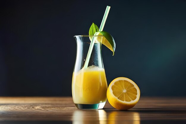 Le jus de citron est placé sur la table réaliste