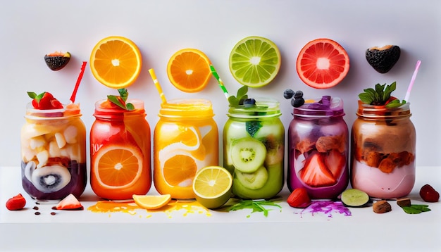 Jus Détox Frais et Sain Un Mélange Coloré de Fruits Légumes et d'Épices