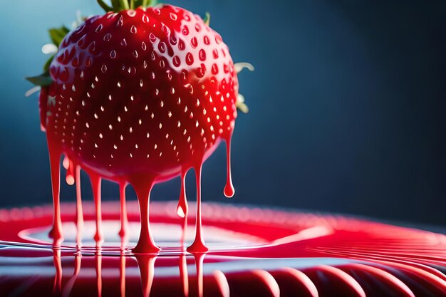 Photo jus de fraise avec du lait et une tasse sur la table