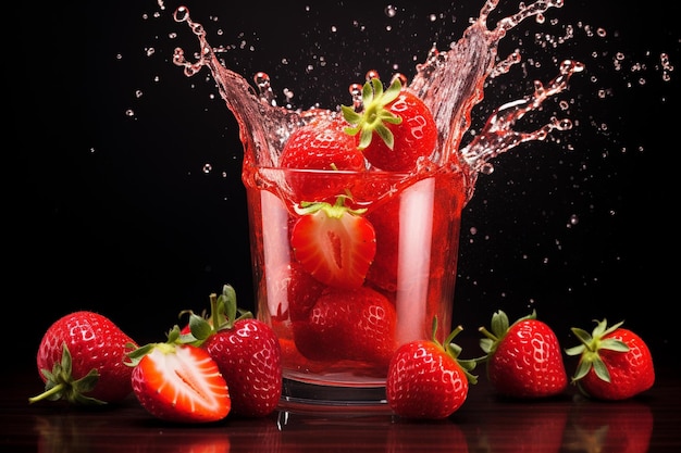 Jus de fraise un peu de jus de fraise et de fraises mûres