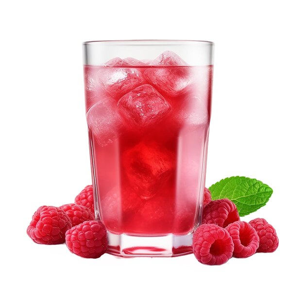 jus de framboise isolé sur coupe de fond transparente générative ai