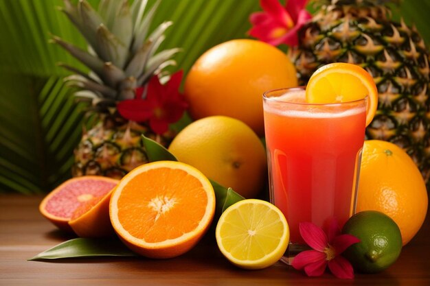 Jus de fruits à fusion d'agrumes tropicaux