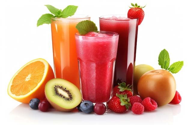 Jus de fruits et légumes dans des verres