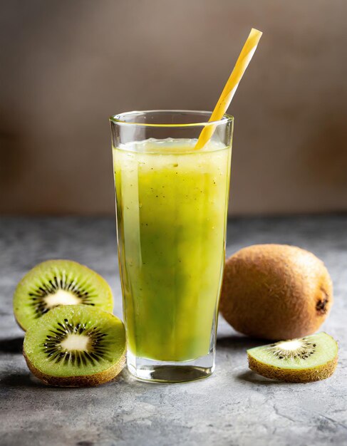 Photo jus de kiwi dans un verre