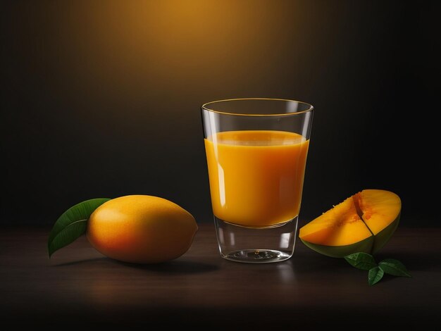 Jus de mangue mûr dans un récipient réaliste de haute qualité Generative Ai