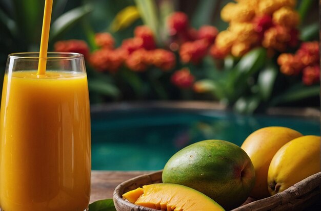 Le jus de mangue pour le petit déjeuner tropical