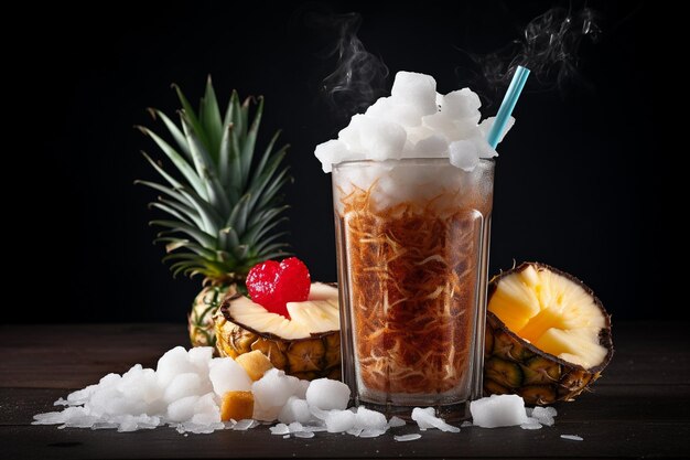 Photo jus mélangé avec de la nata de coco ou de la gelée de noix de coco