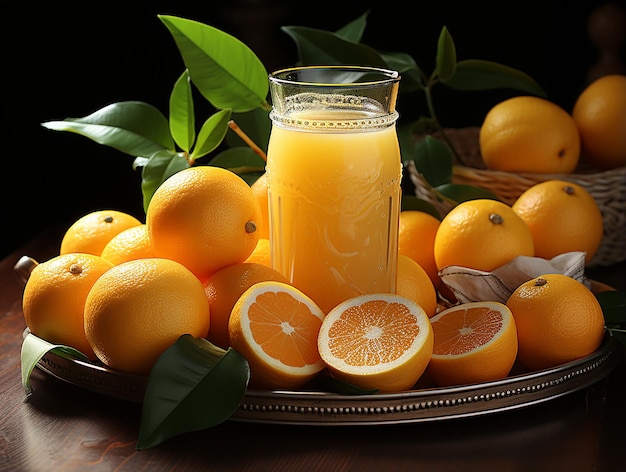 jus d'orange avec des agrumes frais