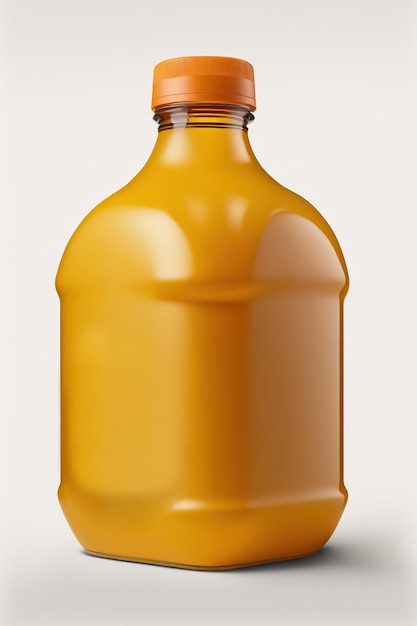 Jus d'orange bouteille en plastique boissons aux fruits emballage isolé fond blanc illustration AI générative