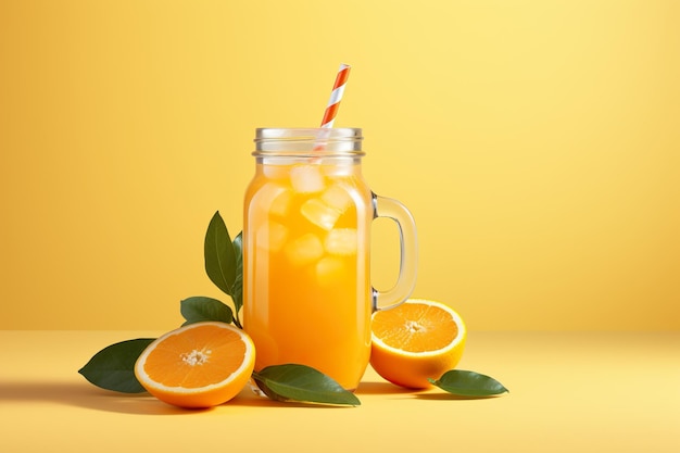 jus d'orange dans un bocal capturant les saveurs piquantes et vivifiantes des agrumes fraîchement pressés