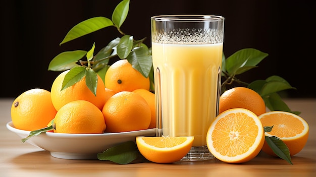 Jus d'orange dans un verre sur blanc