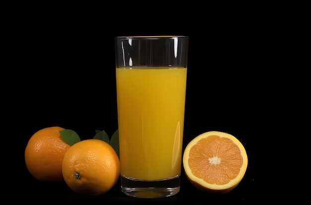 Le jus d'orange dans un verre sur pied a l'air frais