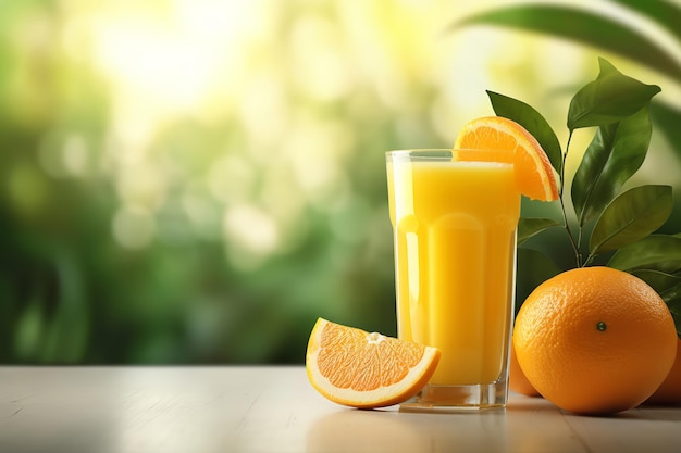 Jus d'orange fraîchement pressé au soleil du matin