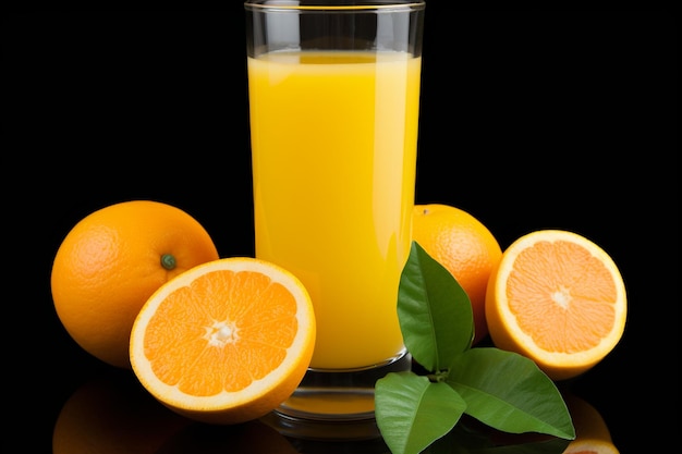 Jus d'orange frais à boire dans un verre en bouteille