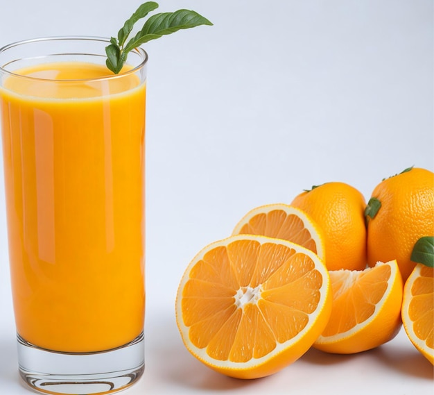 jus d'orange frais dans le verre sur fond solide