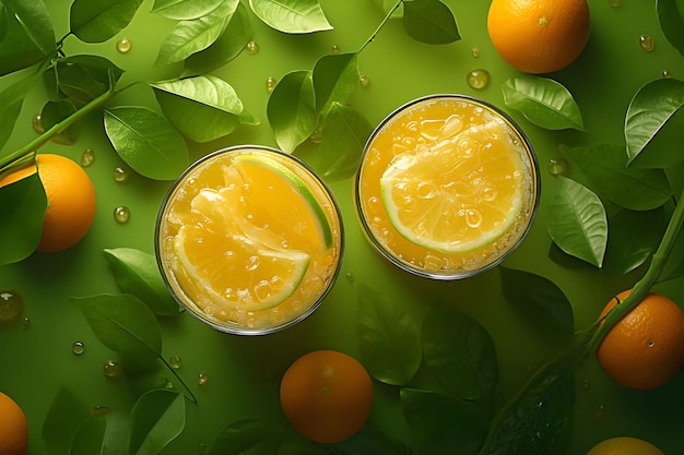 Jus d'orange frais dans des verres sur le fond Ai Généré