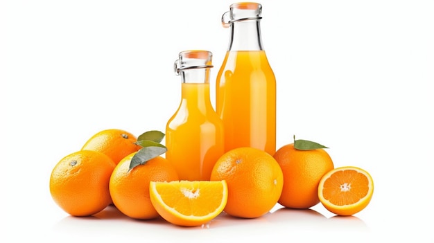 Jus d'orange frais et naturel avec une orange tranchée